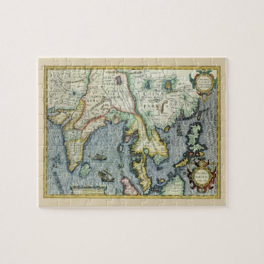 17e Century Antiek Asian Map, Mercator / Hondius Legpuzzel (Horizontaal)