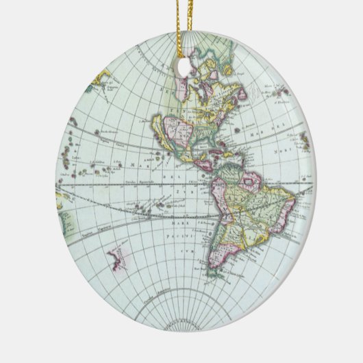 17e eeuw Antiek Wereldkaart, Frederick De Wit Keramisch Ornament (Links)