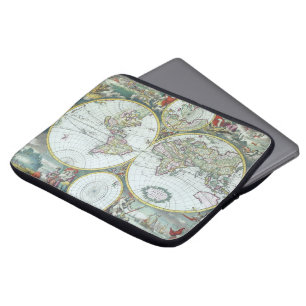 17e eeuw Antiek Wereldkaart, Frederick De Wit Laptop Sleeve