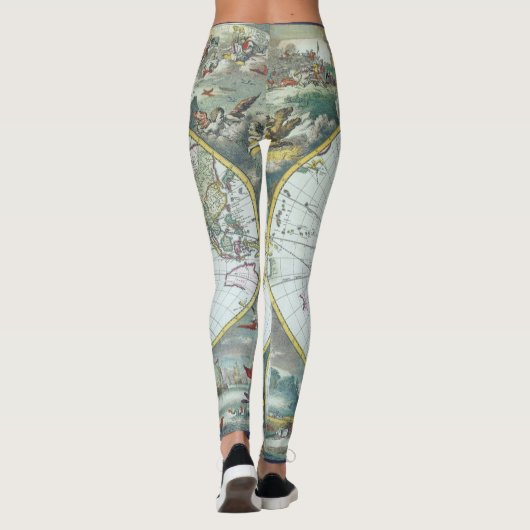 17e eeuw Antiek Wereldkaart, Frederick De Wit Leggings (Achterkant)