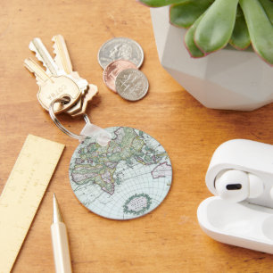 17e eeuw Antiek Wereldkaart, Frederick De Wit Sleutelhanger