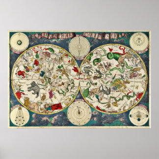 17e eeuw Celestial Map Poster