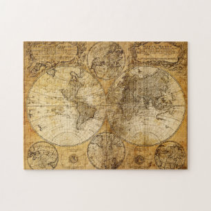 17e eeuw oude puzzel van de World Continent Map