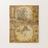 17e eeuw oude puzzel van de World Continent Map (Verticaal)