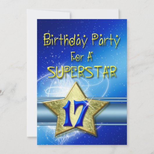 17e fête d'anniversaire Invitation pour une Supers (Devant)
