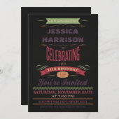 17e  geboortedag, karton Typografie Kaart (Voorkant / Achterkant)