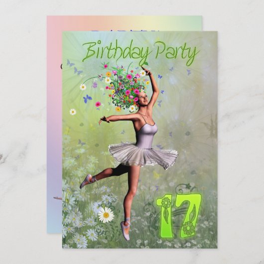 17e invitation à la fête d'anniversaire (Devant / Derrière)