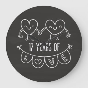 17e Jubileum Gift Chalk Hearts Grote Klok