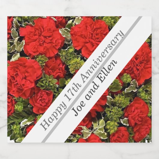 17e Jubileum, Rode anjers Sparkling Wijnetiket (Enkel label)