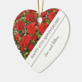 17e Jubileum voor bruiloft, Rode anjers Keramisch Ornament (Links)