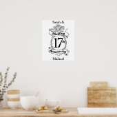 17e Jubileum voor weddenschappen, zwarte en witte  Poster (Keuken)