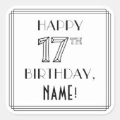 17E MAANDAG, Art Deco Style, aangepaste naam Vierkante Sticker (Voorkant)