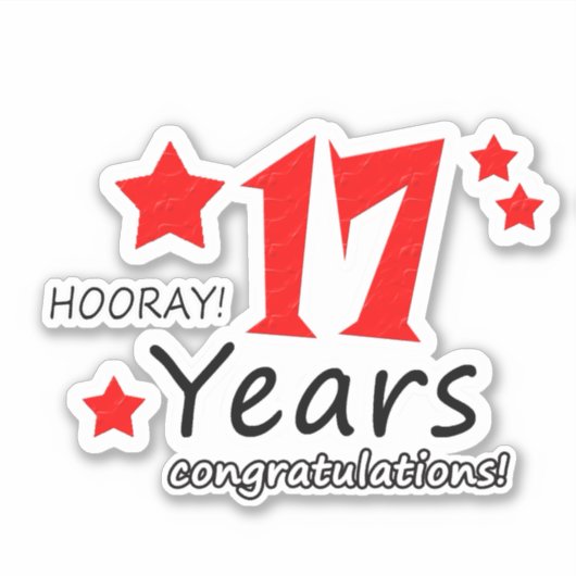 17e trouwdag - 17 jaar Verjaardag Sticker (Voorkant)