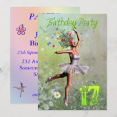 17e uitnodiging van de partij van Birthday (Voorkant / Achterkant)