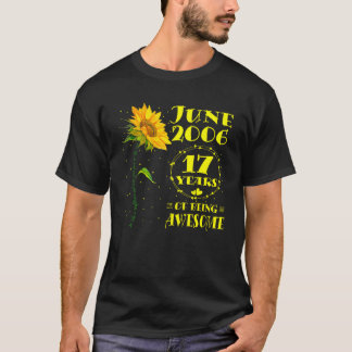 17e verjaardag 17 jaar oud zonnebloem meisjes juni t-shirt