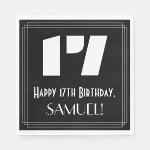17e verjaardag: Art Deco geïnspireerd look "17" +  Servet
