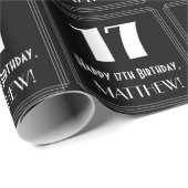 17e verjaardag - Art Deco geïnspireerde look "17", Cadeaupapier (Rol Hoek)