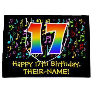 17e verjaardag - Colorful Music Symbols, Rainbow 1 Groot Cadeauzakje