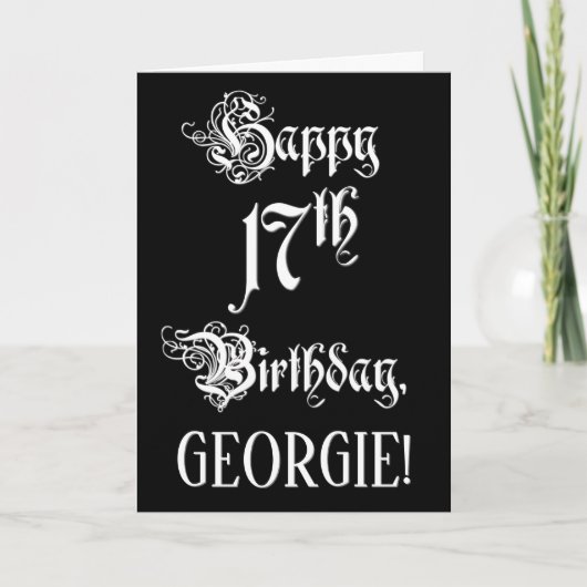 17e verjaardag: Fancy, elegant script + aangepaste Kaart (Voorkant)