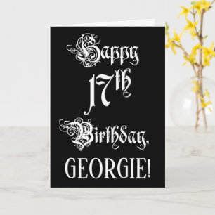 17e verjaardag: Fancy, elegant script + aangepaste Kaart