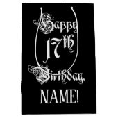 17e verjaardag: Fancy, elegant script + aangepaste Medium Cadeauzakje (Voorkant)
