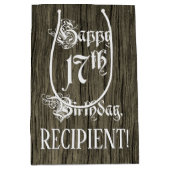 17e verjaardag: Fancy, Faux Wood Kijk + Aangepaste Medium Cadeauzakje (Voorkant)