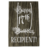 17e verjaardag: Fancy, Faux Wood Kijk + Aangepaste Medium Cadeauzakje (Achterkant)