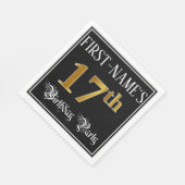 17e verjaardag — Fancy script, Faux Gold look Servet (Hoek)