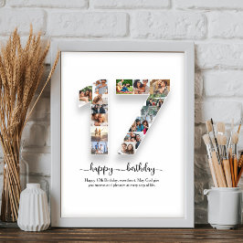 17e Verjaardag Fotocollage Poster