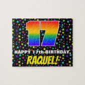 17e verjaardag — Fun, kleurrijk Star Field Pattern Legpuzzel (Horizontaal)