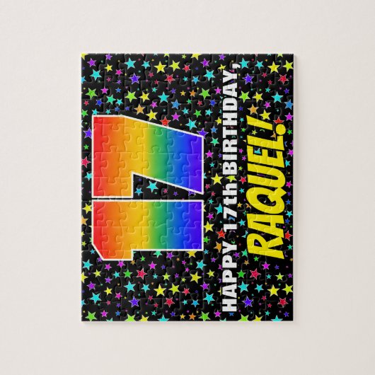 17e verjaardag — Fun, kleurrijk Star Field Pattern Legpuzzel (Verticaal)