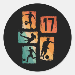 17e verjaardag Jongen Meisje Voetbalspeler Voetbal Ronde Sticker