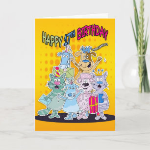 17e Verjaardag Kaart - Moonies Doodlematoons