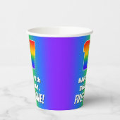 17e verjaardag: kleurrijk, vun regenboogpatroon #  papieren bekers (Links)