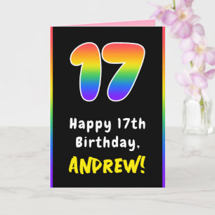 17e verjaardag: Kleurrijke Regenboog # 17, Aangepa Kaart