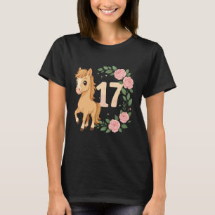 17e verjaardag meisje pony paard bloemen 17 jaar o t-shirt