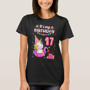 17e verjaardag meisje Unicorn Duck Swimming Pool 1 T-shirt