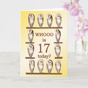17e verjaardag, nieuwsgierige uilen kaart