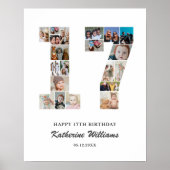 17e verjaardag nummer 17 aangepaste fotocollage poster (Voorkant)