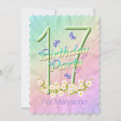 17e Verjaardag Party Butterfly Garden Uitnodiging (Voorkant)