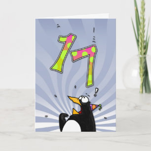 17e verjaardag - Penguin Surprise Kaart