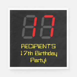 17e verjaardag: Red Digital Clock Style "17" + naa Servet