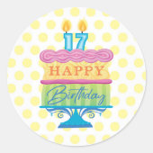 17e verjaardag ronde sticker (Voorkant)