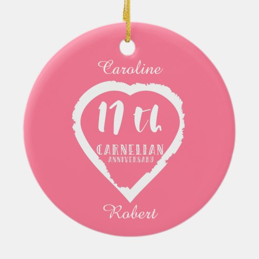 17e verjaardag traditionele carnelische bruiloft keramisch ornament (Achterkant)