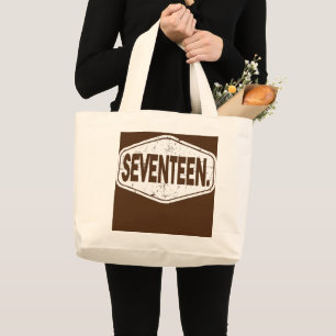 17e verjaardag van jongen of meisje 17 jaar grote tote bag