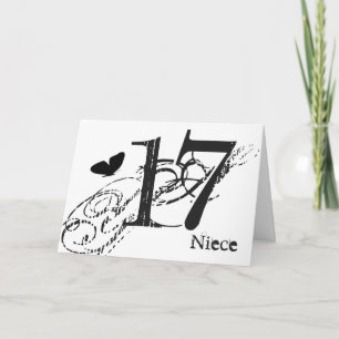 17e verjaardag voor een nichtje, zwarte vlinder, t kaart