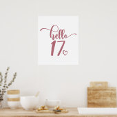 17e verjaardag Vrouwen Hallo 17 stuks 17 jaar oud Poster (Keuken)