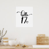 17e verjaardag Vrouwen Hallo 17 stuks 17 jaar oud Poster (Keuken)