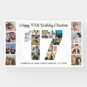 17e Verjaardagsfeest Nummer 17 Fotocollage Spandoek