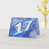 17e verjaardagskaart met vuurwerk kaart (Gele Bloem)